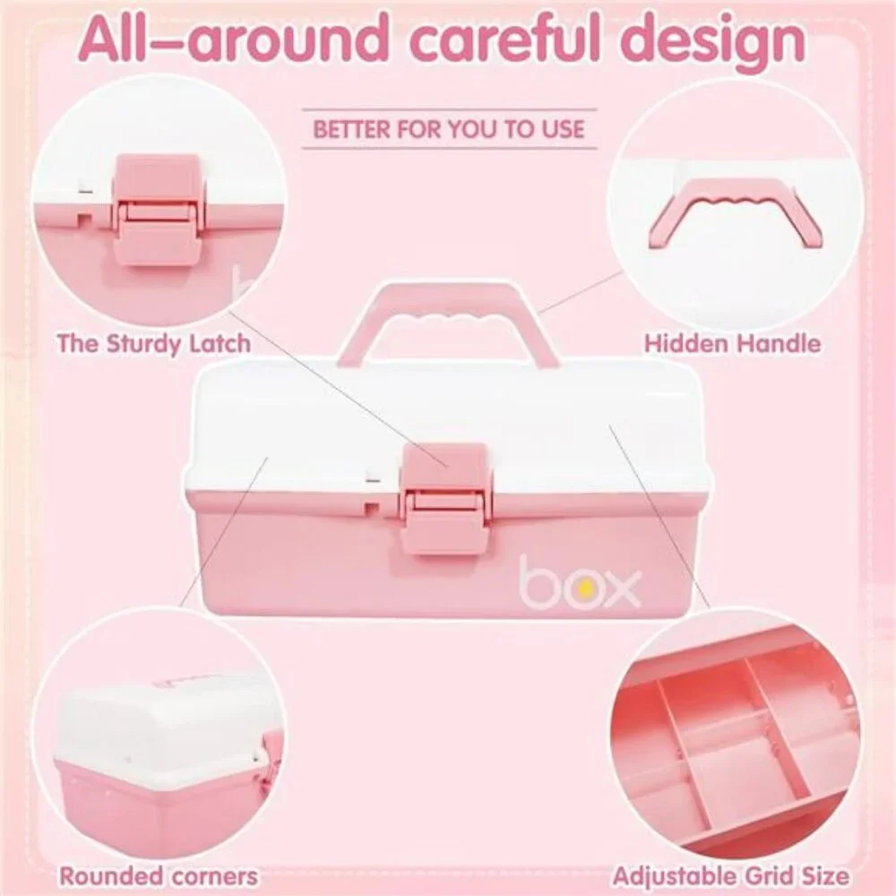 Three Layer Storage Box Organizer with Trays for Crafts Sewing Tools Medicine